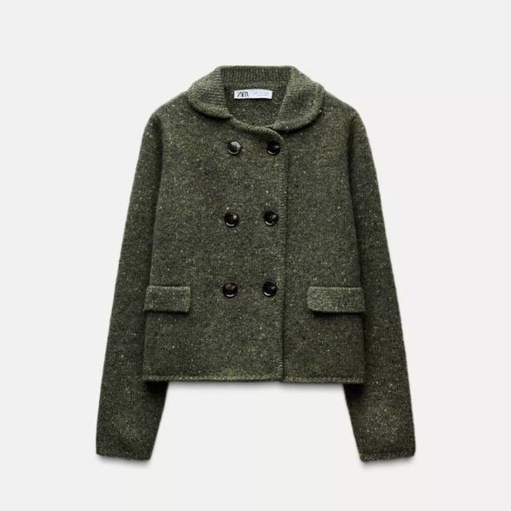 NWT Zara double breast wool blend jacket Size L